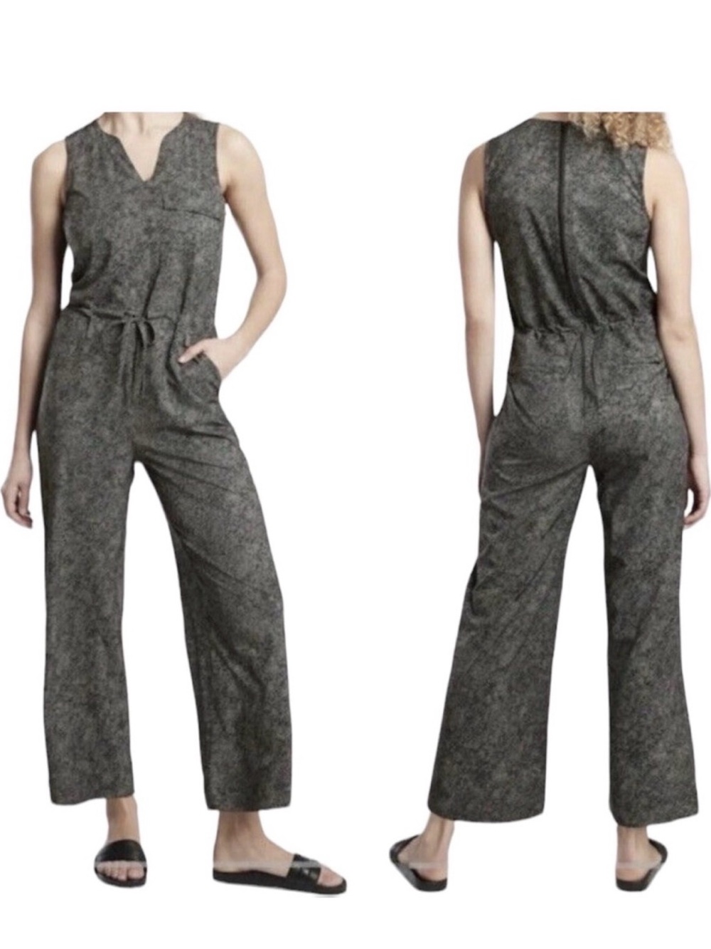Athleta Topanga Jumpsuit Viper Grey and Black Pattern Size XXS
